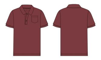 corto manica polo camicia vettore illustrazione modello davanti e indietro visualizzazioni