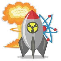 atomico bomba con nucleare esplosione e molecola con bianca sfondo - vettore Immagine