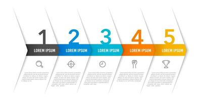 5 processi frecce Infografica modello. vettore illustrazione.