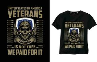 America veterani la libertà è non gratuito io pagato per esso maglietta, veterani maglietta disegno, indipendenza giorno Vintage ▾ maglietta, noi militare, pistola, aquila, 4 ° luglio, noi bandiera, esercito, armato, difensore vettore