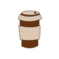 isolato cartone animato scarabocchio illustrazione di plastica caffè tazza. caldo bevanda vendita negozio bar e ristoranti. vettore