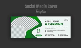 agricoltura e agricoltura servizio sociale media copertina o inviare design modello, moderno prato falciatore giardino, paesaggio servizio promuovere con astratto verde colore forme e bianca sfondo vettore