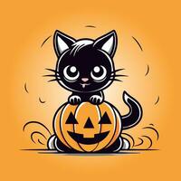 Halloween gatto cartone animato illustrazione isolato vettore