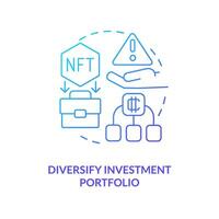 diversificare investimento portafoglio blu pendenza concetto icona. capacità per ottenere profitto. nft beneficiare astratto idea magro linea illustrazione. isolato schema disegno vettore