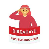 persone chi siamo rispettoso commemorare il indipendenza di Indonesia vettore