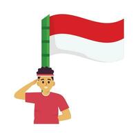 persone chi siamo rispettoso commemorare il indipendenza di Indonesia vettore