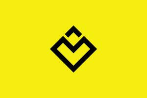 minimo e creativo lettera m freccia logo modello su giallo sfondo vettore