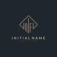 nf iniziale logo con curvo rettangolo stile design vettore