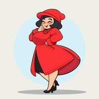 donne con rosso vestito illustrazione vettore