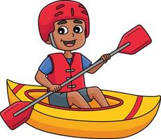 ragazzo kayak cartone animato colorato clipart illustrazione vettore
