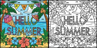Ciao estate colorazione pagina colorato illustrazione vettore