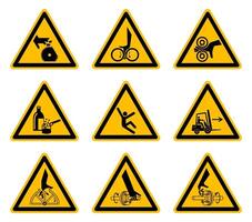 etichette triangolari di simboli di pericolo di avvertimento su sfondo bianco vettore