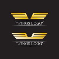 simbolo del logo dell'ala in oro nero per un designer professionista vettore