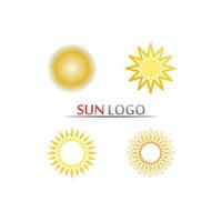 icona dell'illustrazione vettoriale del sole paesaggio dell'alba e logo all'aperto business