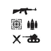 logo della pistola e soldato dell'esercito colpo di cecchino disegno vettoriale illustrazione militare colpo revolver