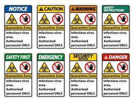 segno di quarantena virus infettivo area su sfondo bianco vettore