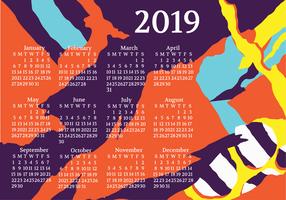 2019 Calendario stampabile vettore