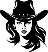 cowgirl, nero e bianca vettore illustrazione