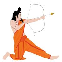indù Dio rama con arco e freccia nel vijayadashami vettore