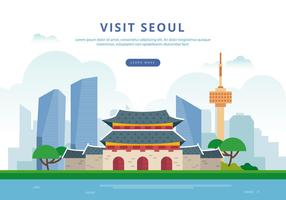 Visita l'illustrazione di Seoul vettore