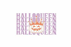 halloqueen retrò Halloween tipografia t camicia design vettore