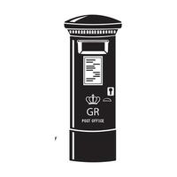 Londra postale strada cassetta postale, nero stampino, isolato vettore illustrazione