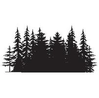 alberi d'epoca e sagome forestali impostate in stile monocromatico isolato illustrazione vettoriale