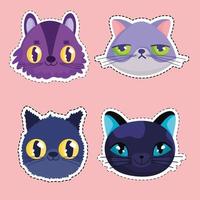 set divertenti gatti faccia cartone animato animali adesivi pet vettore