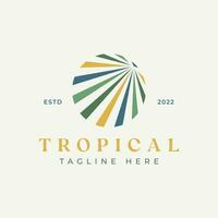 logo tropicale foglia astratto con Vintage ▾ colore a cerchio forma. estate vibrazioni collezione marca identità. vettore