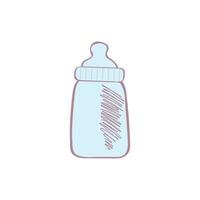 vettore bottiglia per il neonato con un' pacificatore disegnato a mano nel scarabocchio stile