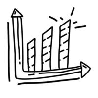 statistica aziendale disegnata a mano icona design, contorno nero, icona vettoriale