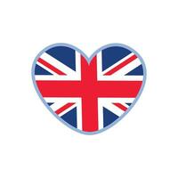 vettore cuore forma Britannico bandiera su bianca sfondo