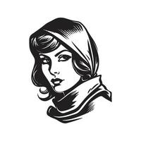 donne briccone, Vintage ▾ logo linea arte concetto nero e bianca colore, mano disegnato illustrazione vettore