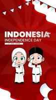 Indonesia indipendenza giorno - salutando il bandiera vettore