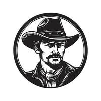 cowboy, Vintage ▾ logo linea arte concetto nero e bianca colore, mano disegnato illustrazione vettore