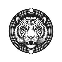 tigre, Vintage ▾ logo linea arte concetto nero e bianca colore, mano disegnato illustrazione vettore