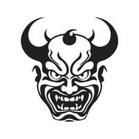 hannya maschera semplice, Vintage ▾ logo linea arte concetto nero e bianca colore, mano disegnato illustrazione vettore