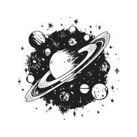 universo, Vintage ▾ logo linea arte concetto nero e bianca colore, mano disegnato illustrazione vettore