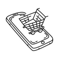 icona di e-commerce. Doodle disegnato a mano o icona stile contorno vettore