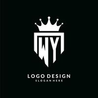 lettera wy logo monogramma emblema stile con corona forma design modello vettore