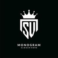 lettera sv logo monogramma emblema stile con corona forma design modello vettore