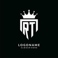 lettera rt logo monogramma emblema stile con corona forma design modello vettore