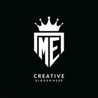 lettera me logo monogramma emblema stile con corona forma design modello vettore