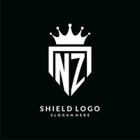 lettera nz logo monogramma emblema stile con corona forma design modello vettore