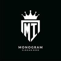 lettera mi logo monogramma emblema stile con corona forma design modello vettore