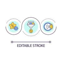 evitare sconti ciclo continuo concetto icona. crescente prezzi. catturare profitto a partire dal clienti. attività commerciale astratto idea magro linea illustrazione. isolato schema disegno. modificabile ictus vettore