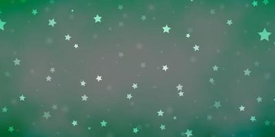 modello vettoriale verde chiaro con stelle astratte. illustrazione decorativa con stelle su modello astratto. modello per incartare i regali.