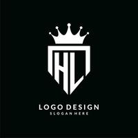 lettera hl logo monogramma emblema stile con corona forma design modello vettore