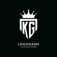 lettera kg logo monogramma emblema stile con corona forma design modello vettore