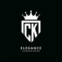 lettera ck logo monogramma emblema stile con corona forma design modello vettore